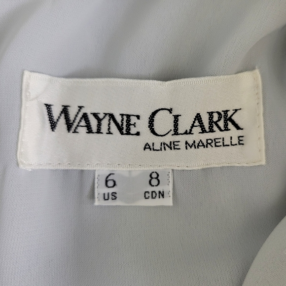Wayne Clark Vtg Long Sleeve Fitted Waist Chiffon Dress Size 6 Fits XS/S Silver - Picture 9 of 13
